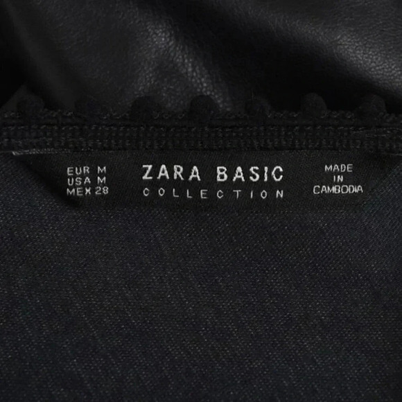 Zara Black Faux Leather Ruffle Sleeves Dress Bell Sleeve Size  Medium - Picture 12 of 15